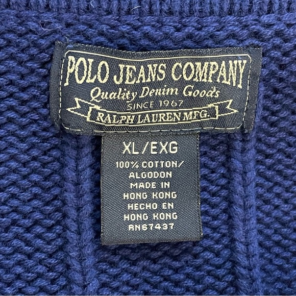 Polo Jeans Co | Blue 1/4 Zip Flag Logo Pullover Sweater - Picture 8 of 9